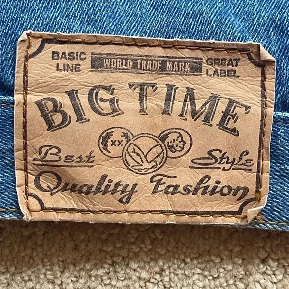 Vintage Big Time Denim Back patch Blue Jacket Size Large - Picture 12 of 14